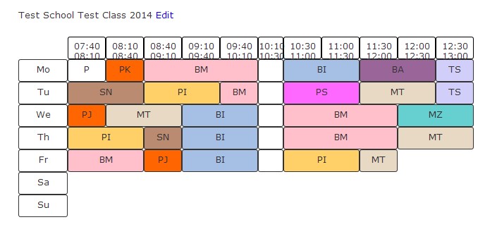 jQuery timetable